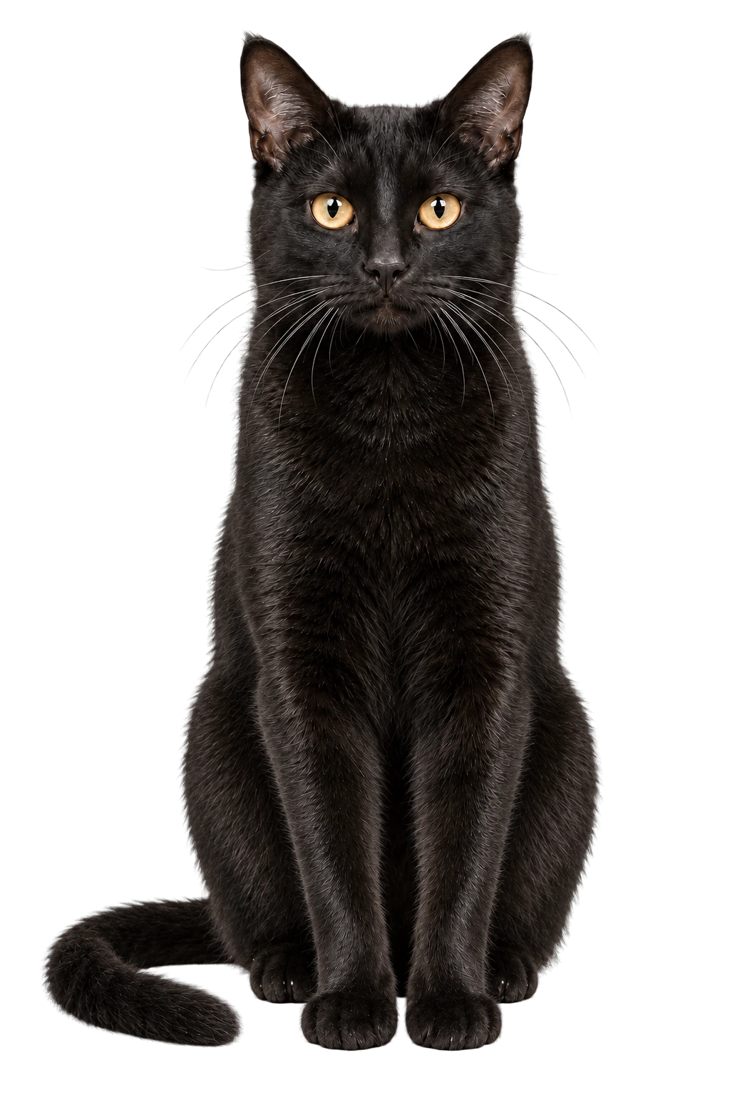 正面を向いて座る黒猫