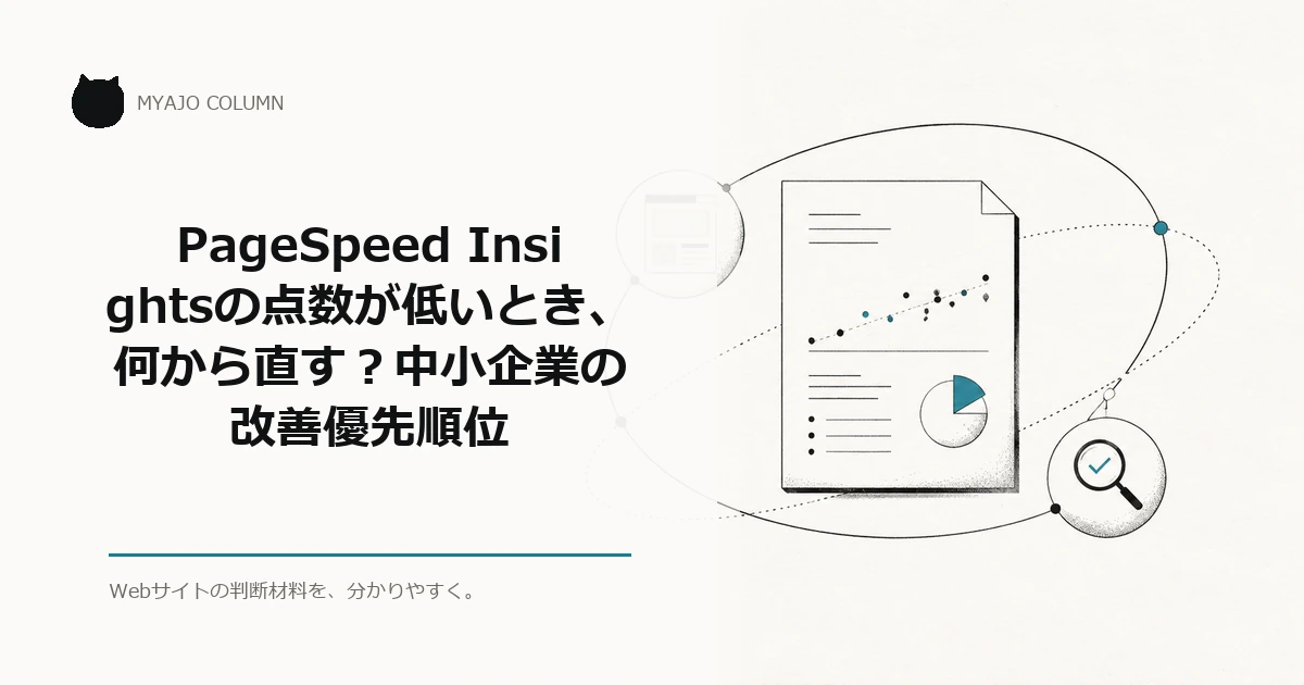 PageSpeed Insightsの点数が低いとき、何から直す？中小企業の改善優先順位のアイキャッチ