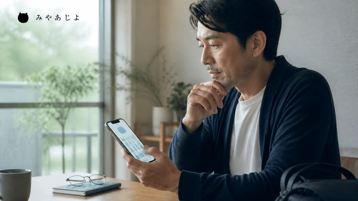 利用者がスマートフォンで予約ページのサービス内容と空き枠を確認するイメージ