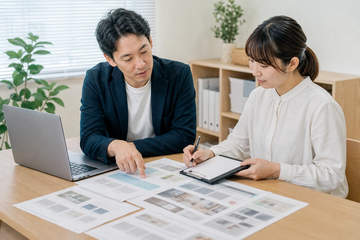 阪南市の事業者がホームページ更新の依頼内容を整理する様子