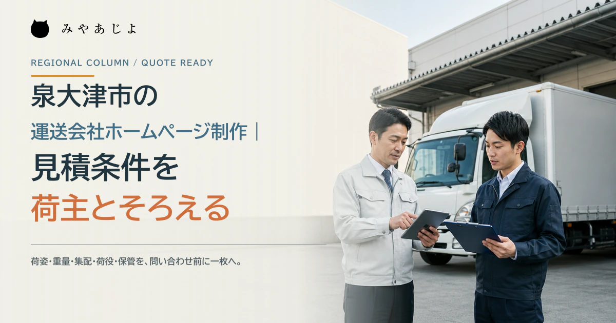 泉大津市の運送会社担当者と荷主が輸送の見積条件を確認するイメージ