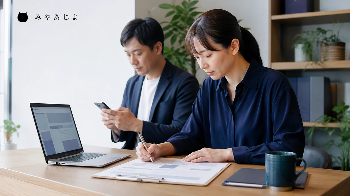 担当者がフォーム不具合の発生時刻とテスト結果を記録するイメージ