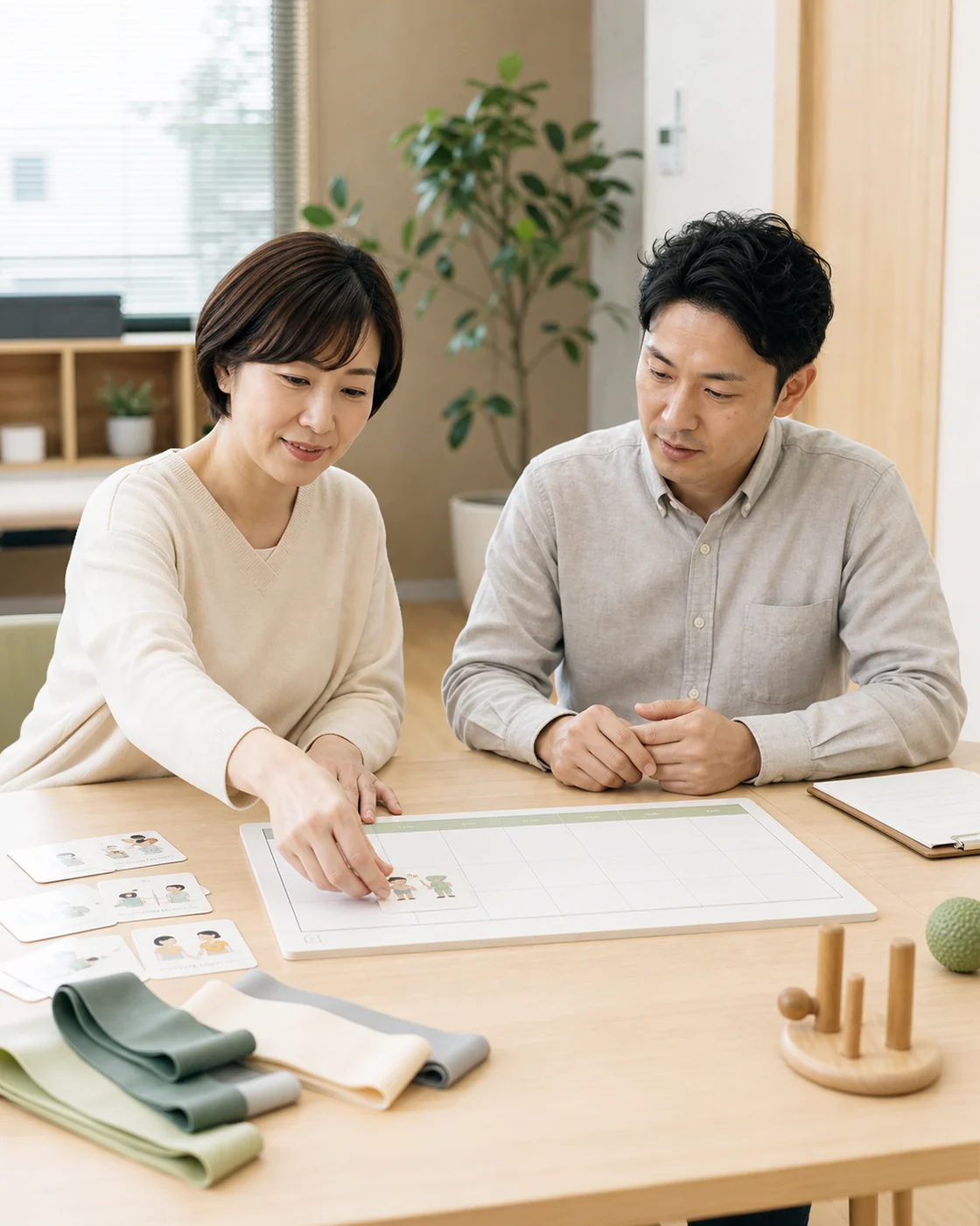 大東市の医療福祉事業者が利用者への支援内容を整理する様子
