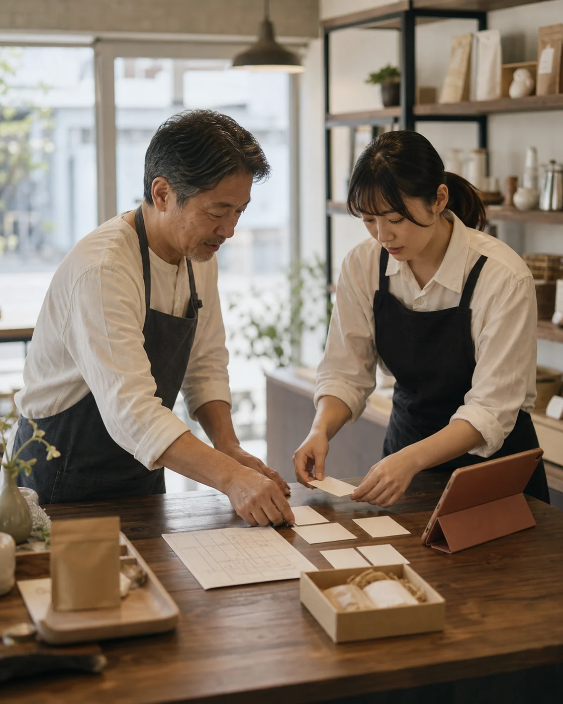 東大阪市の地域事業者がサービスの流れを整理する様子