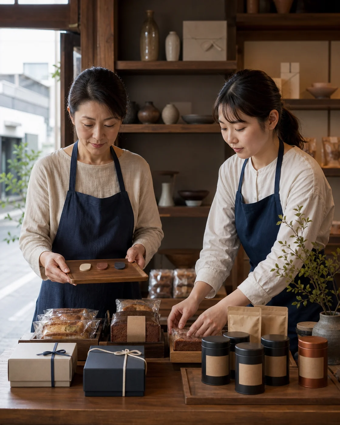 交野市の地域店が商品と来店案内の見せ方を整える様子