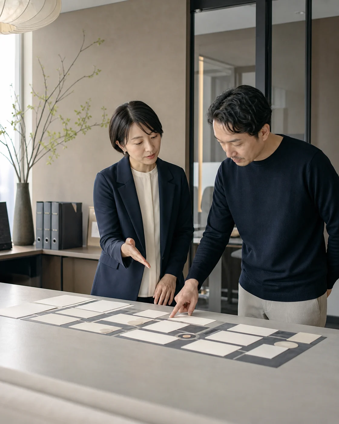 大阪市の専門サービスで担当者が相談から支援までの流れを説明する様子
