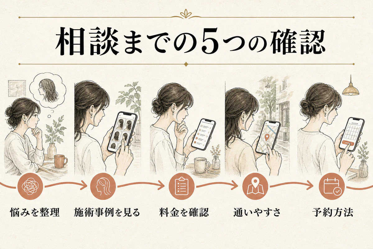 美容室を探す人が悩みの整理から予約方法の確認まで進む五つの行動