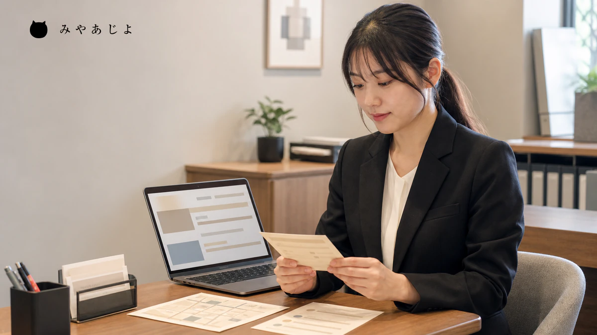 受付担当者が予約確定連絡と変更取消案内とアクセス情報を送信前に確認するイメージ
