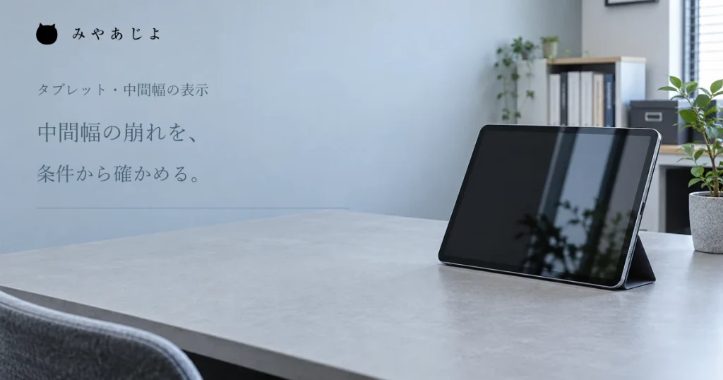 机の上のタブレットを示すイメージ