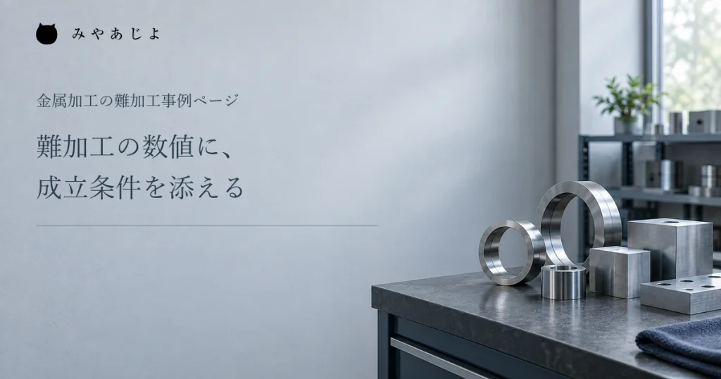 難加工の数値に成立条件を添える、金属部品を題材にした編集イメージ