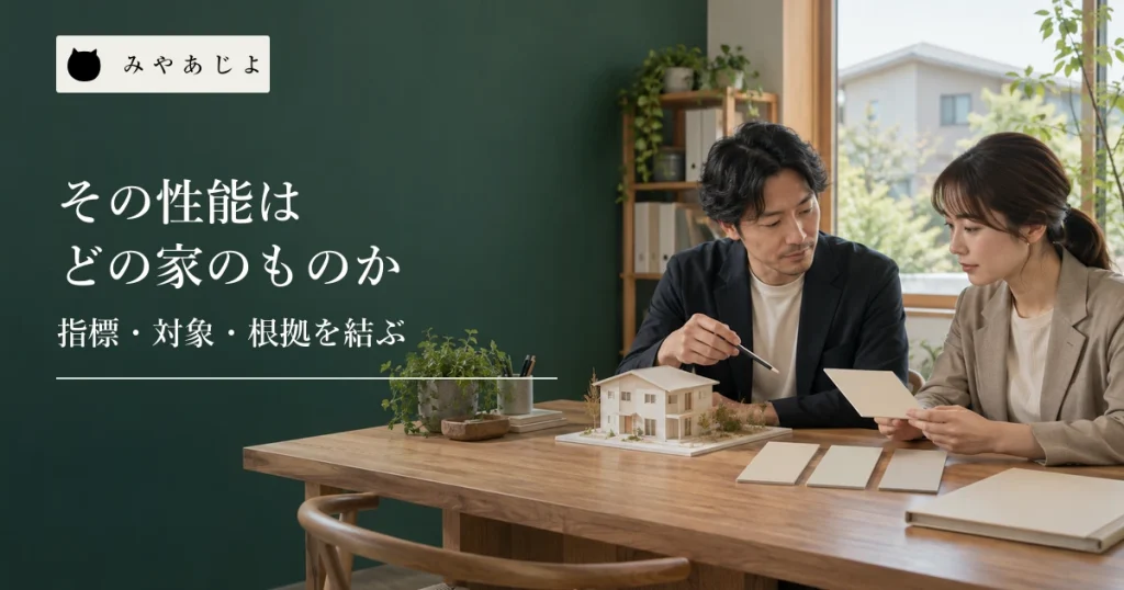 住宅模型と白紙の資料を前に説明内容を確かめる設計担当者たち