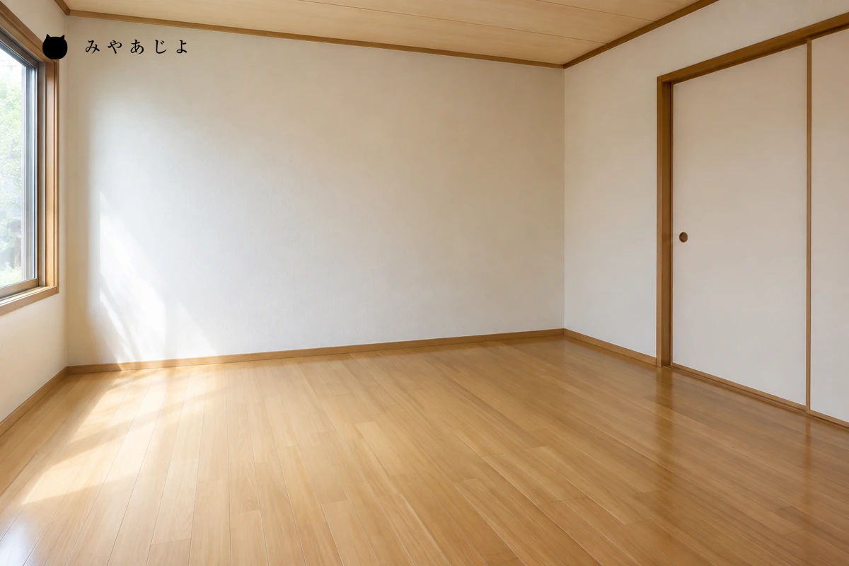 家具のない室内と閉じた室内扉のイメージ