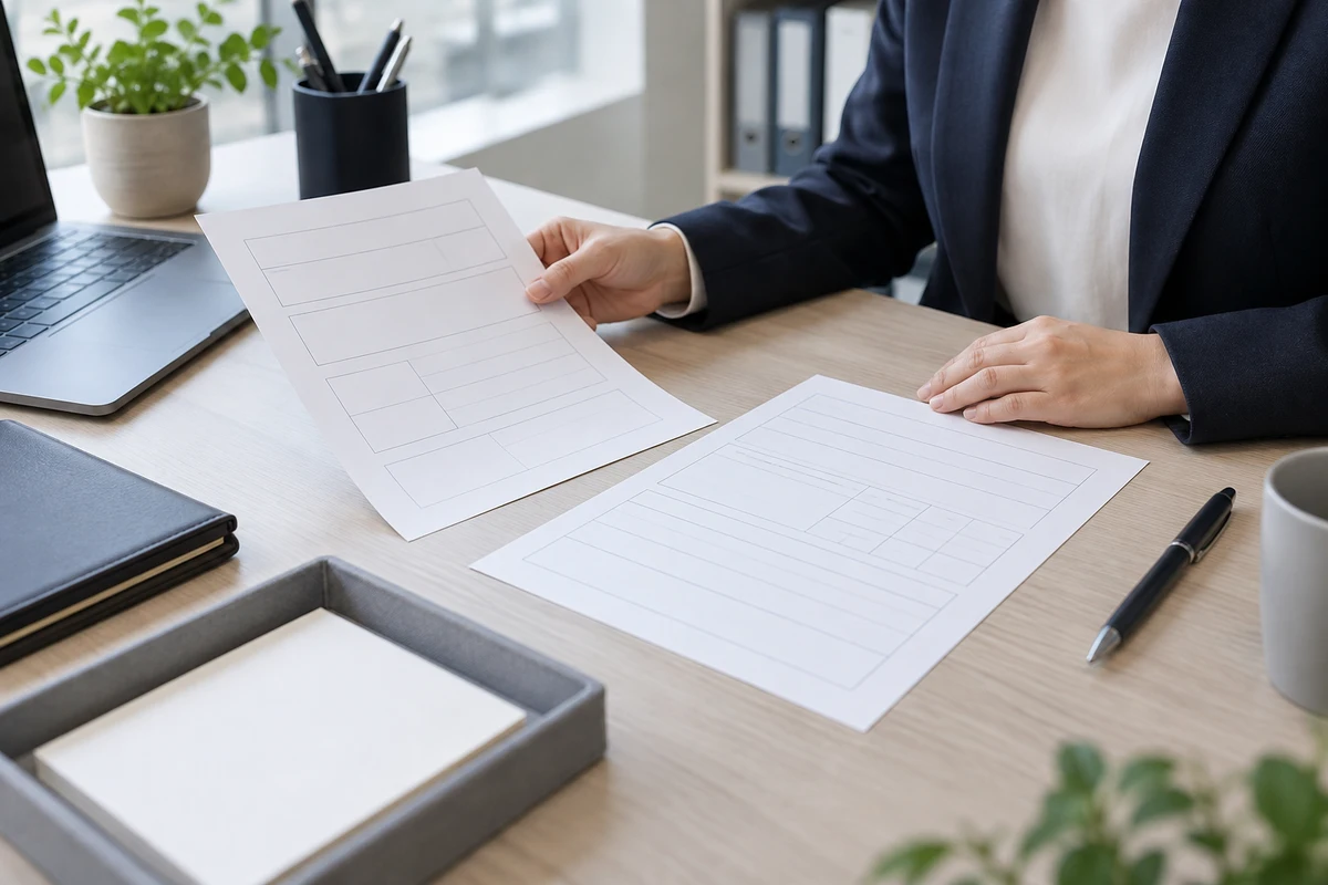 無記名の登録資料と求人別受付票を見比べる担当者の手元