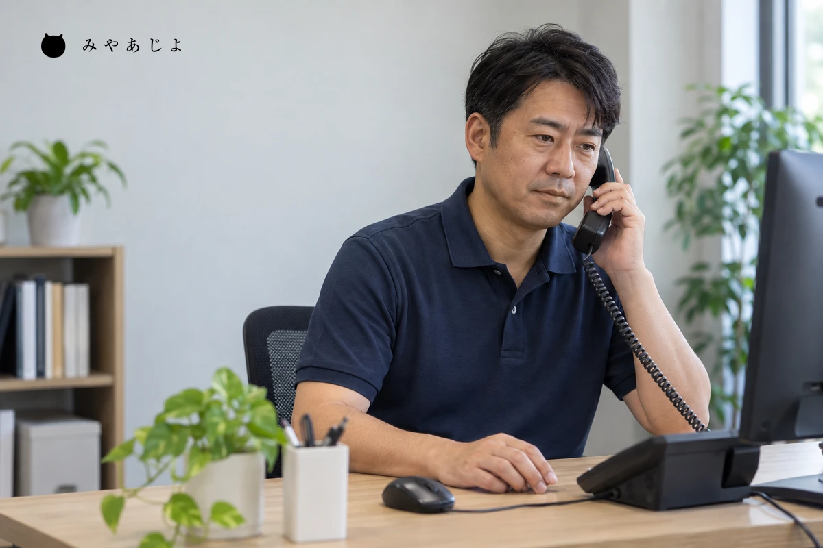 電話で依頼の内容を聞く開発会社担当者の編集イメージ
