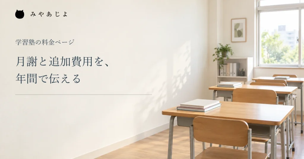 月謝と追加費用を年間で伝える、教室の編集イメージ