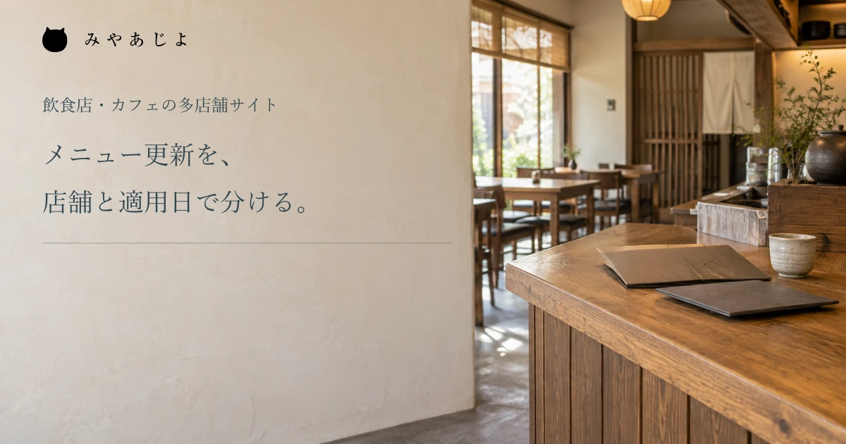カフェのカウンターとメニュー資料を表した編集イメージ