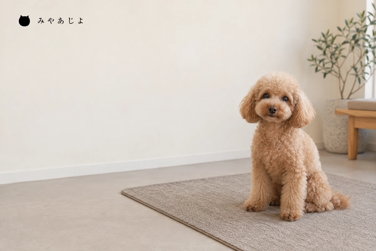 ペットサロンの作例撮影をイメージした小型犬
