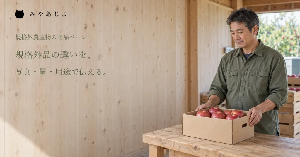 果物の箱を確認する生産者