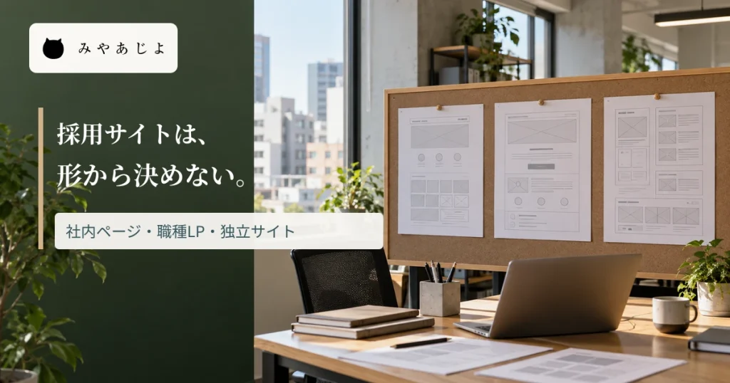 大阪で採用サイトの制作形態を考える見出しを重ねたオフィス画像