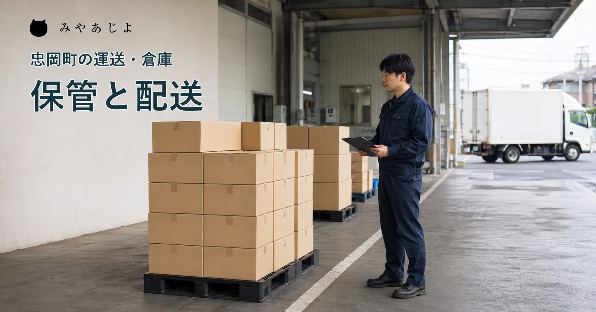 搬入場所で荷物と帳票を確認する架空の物流担当者の編集イメージ