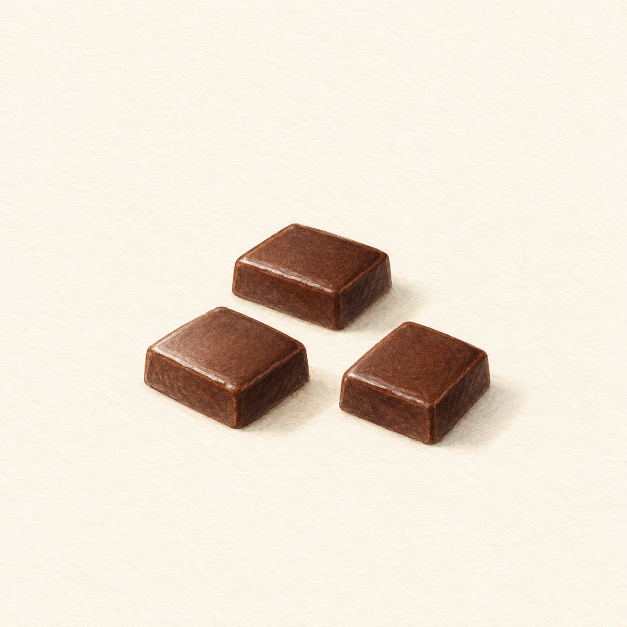 無地のチョコレート3個を描いた水彩風の生成イラスト