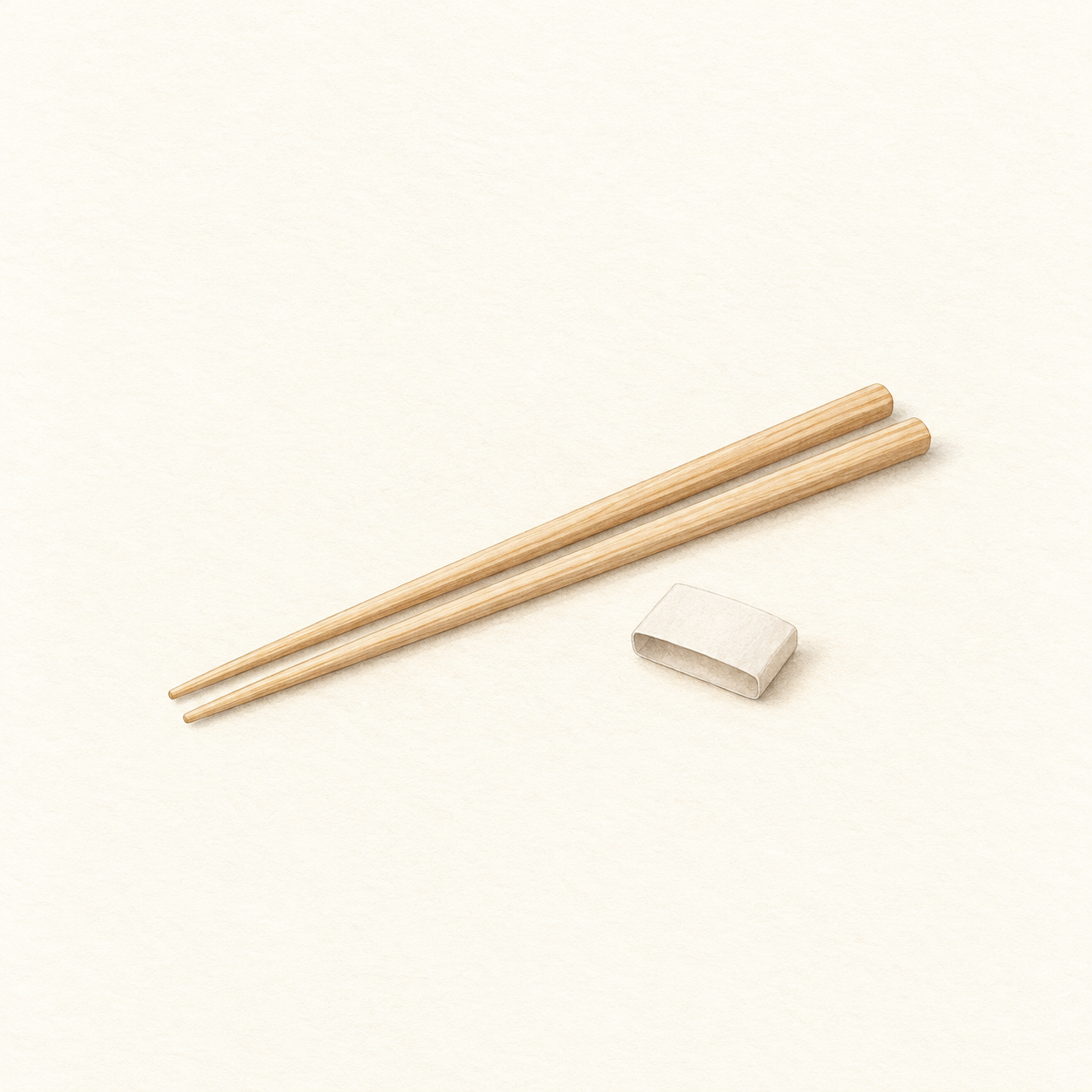 木製の箸2本と無地の紙帯を描いた水彩風の生成イラスト