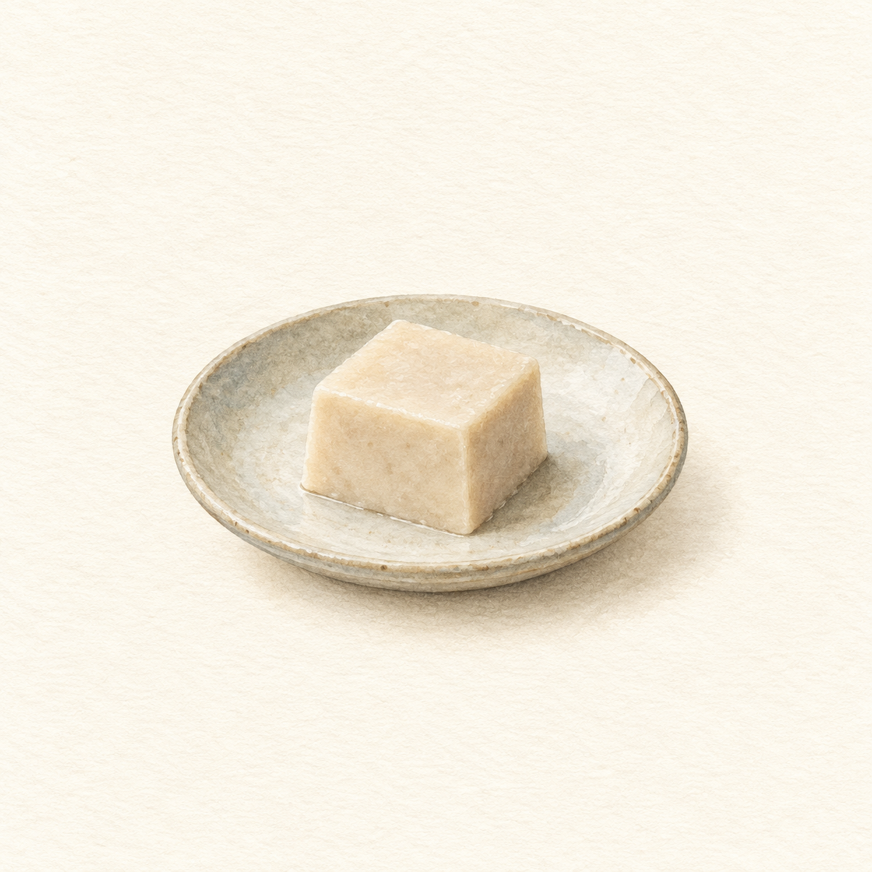 小皿にのせたごま豆腐を描いた水彩風の生成イラスト